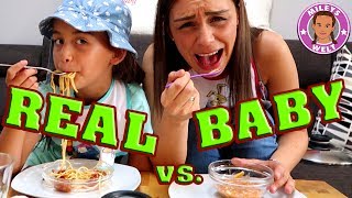 REAL FOOD VS BABY FOOD CHALLENGE  ADULT FOOD vs BABY FOOD  Mileys Welt [upl. by Mandych]