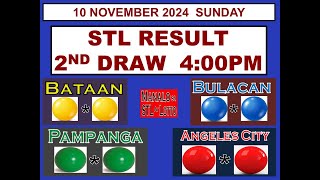 STL 2ND Draw 4PM Result STL Bataan Bulacan Pampanga Angeles 10 November 2024 SUNDAY [upl. by Eelitan65]