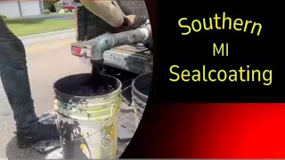 Ep19Sealcoating a drivewaySatisfying video satisfyingvideo drivewaysealing sealcoating [upl. by Enirehtak377]