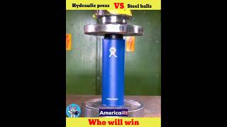 Hydraulic press vs stainless steel bottle 🍾 experiment explore shorts viralshort [upl. by Tocci]