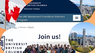 The MasterCard foundation scholarahips program at The University Of British Columbia 20242025 [upl. by Caasi871]