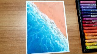 Oil Pastel Drawing for Beginners  Beach by Doms Art [upl. by Hctub465]