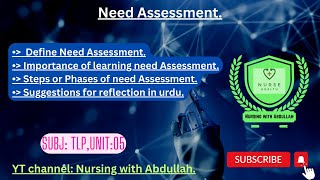 Need Assessment in urdu PostRn 2nd semester Unit 05 teaching learning principal [upl. by Ekalb]