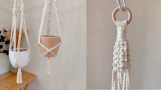 2 EASY MACRAME PLANT HANGERS TUTORIAL  Stepbystep Video 1 [upl. by Kerril849]