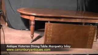 Antique Victorian Dining Table Marquetry Inlay [upl. by Valenta643]