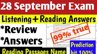 28 September 2024 Ielts Exam Review  ListeningReading Answers  AcademicGeneral  Evening Slot🔥 [upl. by Erland]