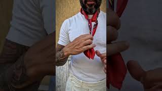 How to Tie a Mens Silk Neckerchief  Large Bandana Scarf [upl. by Ynnij117]