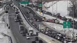 Tractortrailer crash shuts down Route 30 in Lancaster County [upl. by Aicirtak529]