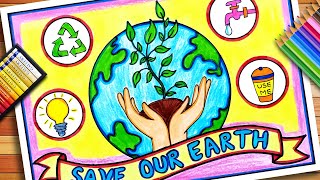 Environment Day Drawing  Earth Day Poster  Save Earth Save Environment Drawing  Save Earth Poster [upl. by Yecnay138]