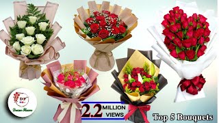 Top 5 Best Flower Bouquet  Flower Bouquet  Flower Wrapping Techniques  Flower Arrangement [upl. by Ablem]