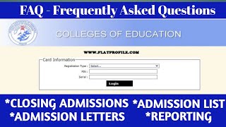 CoE Admissions Closing Admission List Admission Letters and Reporting Dates discussed [upl. by Leirbaj527]