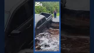 Truck Stuck after Road washed away in Storm Damage Debby from Live Oak Florida [upl. by Andrew]