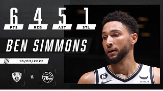 Ben Simmons HIGHLIGHTS from FIRST GAME with Nets [upl. by Elmira751]