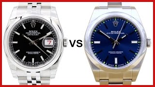 ▶ Rolex Datejust 36 with date vs Oyster Perpetual 39 no date  COMPARISON [upl. by Nnilsia]