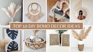 TOP 10 DIY BOHO DECOR IDEAS  Trendy Home Decor Projects [upl. by Aitnis]