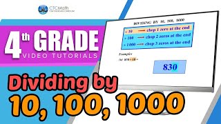 4th Grade Math Tutorials Dividing by 10 100 1000 [upl. by Meng]