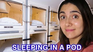 We Stayed In A Japanese Capsule Hotel [upl. by Sumedocin]