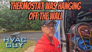 Thermostat Was Dangling On The Wall hvacguy hvaclife hvactrainingvideos [upl. by Fogarty]