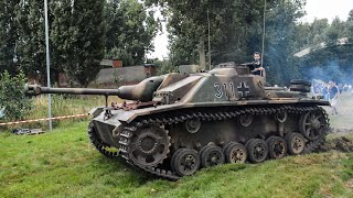 Sturmgeschütz III AusfG with its original Maybach engine gets driven [upl. by Reinertson394]