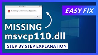 msvcp110dll Missing Error  How to Fix  2 Fixes  2021 [upl. by Lundberg]