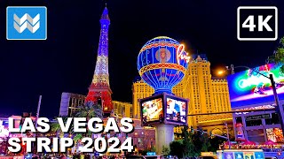 4K Las Vegas Strip at Night 2024 FULL Walking Tour Vlog amp Travel Guide  Treadmill Workout [upl. by Bonaparte693]