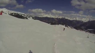 Three Valleys Skiing Courchevel Biollay Blue Piste [upl. by Anaiuq]