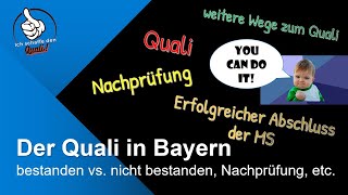 Quali Bayern  Bestehen  Nichtbestehen Notenberechnung Nachprüfung weitere Wege etc [upl. by Trabue]