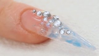 Icy Blue Marble UV Gel Stiletto Nail Tutorial [upl. by Seerdi318]