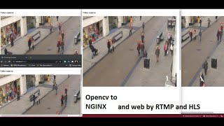 Opencv tutorial app sending a video by RTMP stream to NGINX server that restream as HLS to WEB VLC [upl. by Anaira]