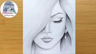 How to draw a girl step by step  Pencil Sketch drawing [upl. by Glynis]