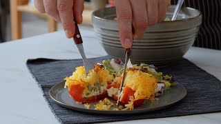 Gefüllte Paprika mit Kartoffelhaube aus dem Ofen leckere VeggieKüche [upl. by Esirtal]