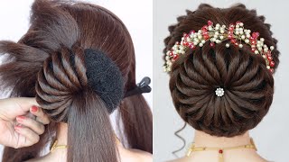 elegant juda hairstyle for women  hairstyle for saree  hairstyle for traditional wear [upl. by Ehpotsirhc]