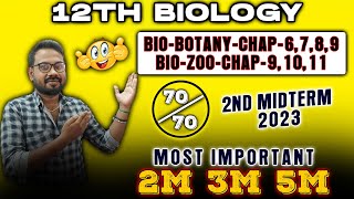 12th Biology Most important 2m 3m 5m 2nd midterm 2023 [upl. by Gavrilla]