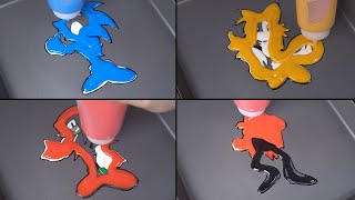 The fastest in the world SONIC Pancake Art  Sonic the Hedgehog Tails Knuckles Doctor Eggman [upl. by Conni]