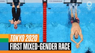 Historical First Swimming MixedGender Race at the Olympics  Tokyo 2020 Replays [upl. by Keever168]