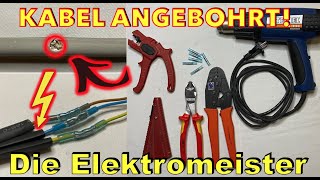 Elektroleitung Angebohrt Fachmännische Reparatur Anleitung Kabel krimpen mit Quetschverbinder [upl. by Ahcmis]