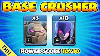 TH11 GoWitch Attack Strategy 2024  Powerful Golem Witch Attack Town Hall 11 Clash of Clans [upl. by Dnomar829]