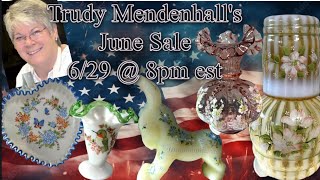 Fenton Glass Artst Trudy Mendenhalls June Sale 629 Sat nite 8pm on Rosies fenton glass [upl. by Inirt]