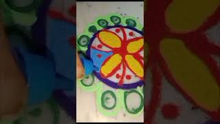 Rang birangi rangoli SurabhiEasyART subscribe youtubeshorts [upl. by Eenat]