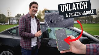 How to Unlatch a FROZEN Telsa Model 3 Door NEW [upl. by Nairbal]