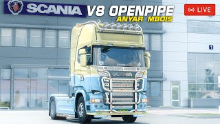 BAWA SCANIA LAWAS TAPI MBOIS V8 STREAMLINE OPEN PIPE MUATAN BIJI [upl. by Ahsatel]