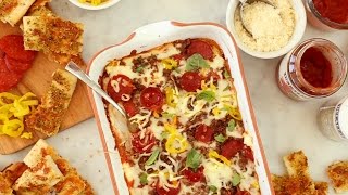 Recipe Layered Pizza Dip and Garlicky Breadsticks [upl. by Leikeze]