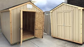 Building a precut wood shed  Sidebyside review  Backyard Discovery vs Handy Home [upl. by Anialram]