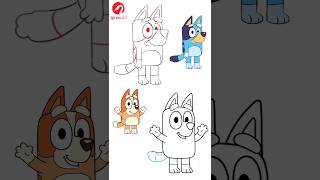 How to draw Bluey and Bingo from Bluey  Easy Drawing [upl. by Gnek]