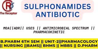 Sulphonamides  BPharm 6th Sem  UNIT 2  Antibiotic sulphonamides thereceptor [upl. by Packston]