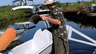 Ultralight Solar Speedboat 025 Roofs and Motors Started [upl. by Htenaj]