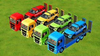 TRANSPORTING PIXAR CARS amp FRUITS WITH COLORED amp JOHN DEERE vs CLAAS vs TRACTORS  BeamNGdrive 962 [upl. by Eunice]