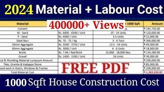 2024 material cost amp labour cost  1000 sqft house construction cost  material cost 2024 [upl. by Ainniz149]