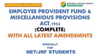 COMPLETE EMPLOYEES PROVIDENT FUND AND MP ACT1952  हिंदी में  LABOUR LAWS PAPER2 [upl. by Nauq]