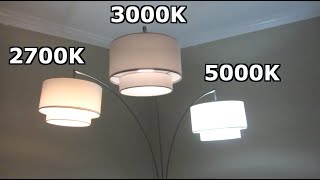 LED Light Bulb Color Comparison  2700K 3000K 5000K Side by Side Demo  Warm to Soft Bright White [upl. by Delcina]